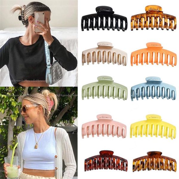 Clip à griffes de couleur unie Barrettes Grande Barrette Crabe Hair Claws Bath Ponytail Clip For Women Girls Accessoires Gift2576