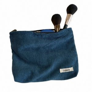 Couleur de couleur en velours côtelé Sac d'embrayage de sacs de maquillage sacs de maquillage sacs coréens pochettes cosmétiques femmes mignonnes de beauté de toilette i9lr # #