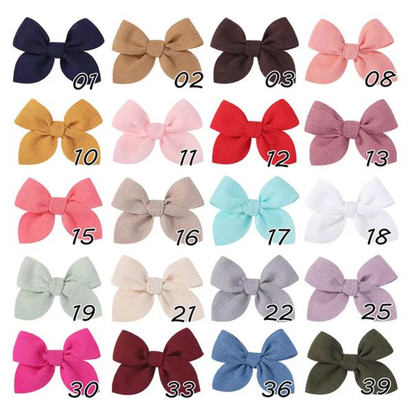 Color sólido Tela de algodón Niñas Dulce Bowknot Pinzas para el cabello Arcos Horquillas Cinta Barrettes Duckbill Clip Headwear Niños Accesorios para el cabello 2702