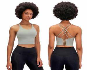 Effen kleur kruis dunne bandjes yoga tanktop klassieke sportbeha dames fitnessvest sma sling trainingskleding met verwijderbare cups sexy ondergoed dames meisjes8566424