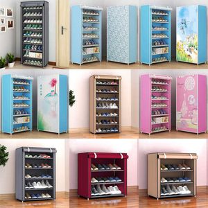 Solide Couleur Double Rangées Haute Qualité Chaussures Armoire Chaussures Rack Grande Capacité Chaussures De Stockage Organisateur Étagères DIY Meubles De Maison 210609