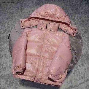 Effen kleur donsjassen met capuchon voor baby-kind Winterkleding Maat 100-170 CM mooie roze jongens en meisjes overjas Oct10