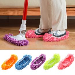 Vadrouille anti-poussière de couleur unie, pour la maison, la salle de bain, le sol, les pantoufles, couverture de chaussures paresseuses, outil de nettoyage en microfibre, vente en gros