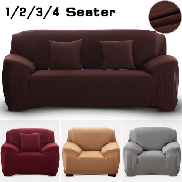 Couleur unie Couvercle élastique Couvercle Spandex Modern Polyester Chaise 1/2/3/4 Places Sleeter Soft Meubles S Long Slipcover 220302