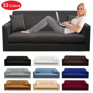 Solid Color Elastische Sofa Covers voor Woonkamer Moderne Spandex Stretch Corner Sectional Throw Slipcovers 1 2 3 4 Seater L Shape 211207