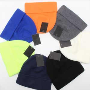 Chapeau tricoté brodé de couleur unie pour hommes et femmes, bonnet de styliste, Casquette en laine Hip Hop, Casquette d'hiver, Casquette de sport