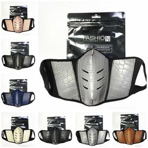 Masques de visage de couleur unie mode cuir Pu hommes femmes bouche couverture anti-poussière peau d'autruche en plein air respirant fête 7 Style Q6O7