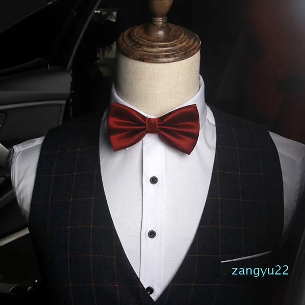 Couleur unie mode nœuds papillon marié hommes Plaid mariage papillon mariage costume d'affaires nœud papillon