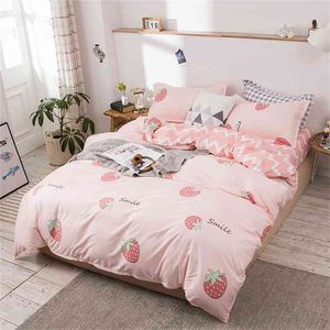 Color sólido Fruta Fresa Impreso Juego de cubierta de cama Funda nórdica Adulto Niño Hoja de cama Funda de almohada Edredón Juego de cama 61077 210706