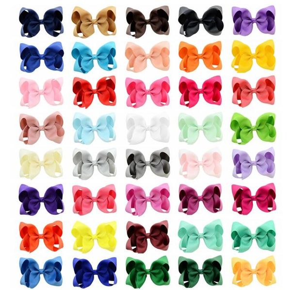 Nœud de cheveux en ruban gros-grain de couleur unie, 6 pouces, lèvres faites à la main pour enfants filles, accessoires pour cheveux