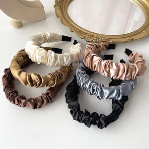 Bandeau de couleur unie rides élastique bandeau lunette Turban femmes bijoux filles cheveux accessoires tête cerceaux bandes de cheveux