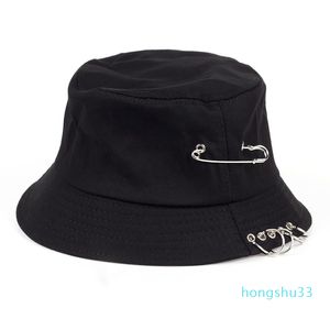 Casquette de pêcheur en coton pour hommes et femmes, couleur unie, anneaux en fer, personnalité, seau, casquette unisexe, vente directe d'usine