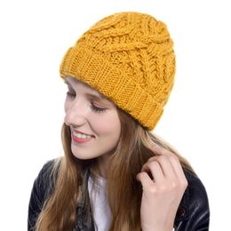 Vaste kleur gebreide winterschedels garen hoed warme beanie dames hoeden kerstcadeau wil en zandig drop -schip