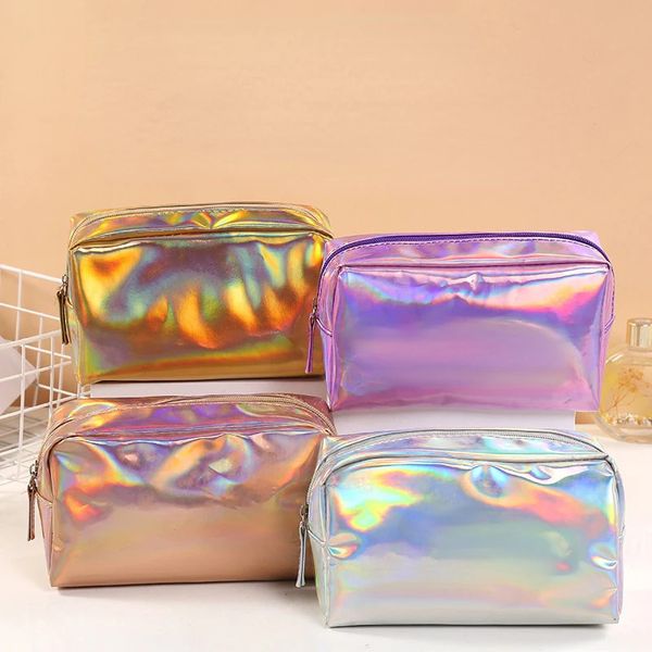 Sac de cosmétique laser de couleur unie à colorier