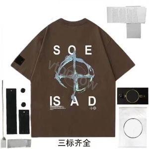 Color de color sólido Stones T camisa de diseñador bordado Tops Stones Island T Shirt Sweinshal