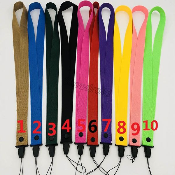 Lanière de sangle de cou de couleur unie pour collier de téléphone portable porte-clés ID porte-badge sangle corde téléphone lanière de poignet 100pcs DHL livraison gratuite