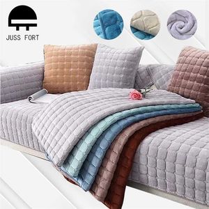 Solid Color Antislip Sofa Cover Dikke Zachte Pluche Sofa Kussen Handdoek voor Woonkamer Meubels Decor Slipcovers Couch Covers 211102