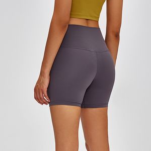 Couleur unie Nude Yoga Align Shorts lu-64 taille haute hanche serré élastique entraînement femmes pantalons chauds course Fitness Sport motard Golf Tennis jambières d'exercices