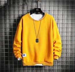 Couleur continue surdimensionnée surdimensionnée Sweatshirt Men 2020 Spring solide Hip Hop Streetwear japonais Sweat à capuche jaune Men Sweatshirts Male7031530