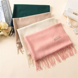 Solid Color Pashmina Cashmere Shawrs Women Luxury Plain Wedding Stoles Vrouw Mode Foulard Party Cashmere Scarf 12Colors2601