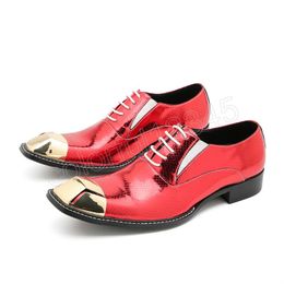 Solid Color Performance Prom schoenen Britse stijl Big Size Pointed Toe Bogue Shoes Fashion Men Real Leather Derby Shoes