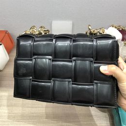 Bolsos de mensajero de tejido a cuadros de Color sólido, cadena de Metal dorado, bolsos de mano para mujer, bolsos de hombro para mujer, monederos diarios, bolsos de mano para mujer 300B