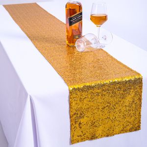 Solid Color Polyester Sequin Table Runner Luxe Decor Bruiloft Feestartikelen Placemat Diner Decoratie Doek