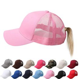 Solid Color Ponytail Baseball Cap Ademend Mesh Cap Zomer Casual Sport Hoeden Outdoor Sun Hat