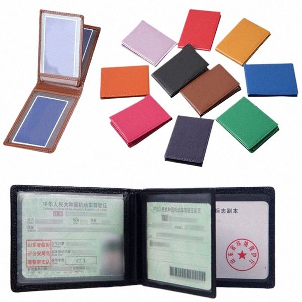 Color sólido PU Cuero Licencia de conducir con licencia Pasaporte Pasaporto Pasada para documentos Carpeta de tarjetas de tarjetas de crédito de Busin Case de billetera de viaje K0PX#