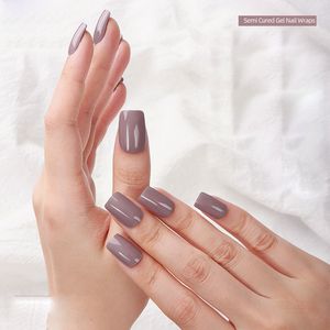 Autocollants pour ongles en gel UV semi-durci de couleur unie, autocollants personnalisés pour vernis à ongles