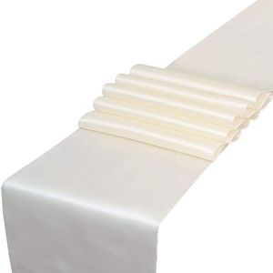 Effen kleur Glanzend Satijn Banket Bruiloft Tafelloper Zijden Lint Tafel Vlaggen Voor Party Hotel Evenement Decoratie 30*275 CM