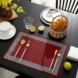 Effen Kleur Eenvoudig Chinees Patroon Keuken Eettafel Decor 4/6 stuks Placemat Hittebestendig Linnen Servies Pads Placemats 240127