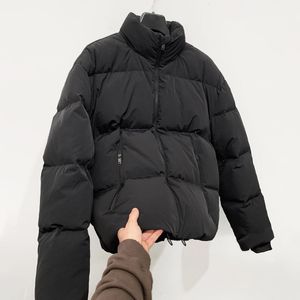 Effen kleur Opstaande kraag Rits Dikke gezwollen jas Winderbreak Donsjack Katoen Man vertegenwoordigd Oversize Xl