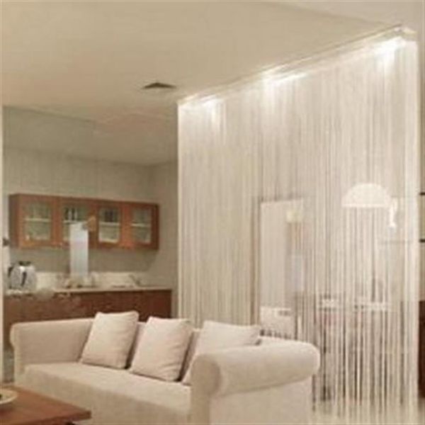 Cortina de hilo de color sólido, partición de decoración de 1 m y 2 m, cortinas de puerta románticas elegantes simples para sala de estar, cortinas transparentes s293K