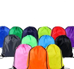 Solid Color String Drawtring Back Pack Cinch Sack Gym Tote Bag School Sportschoentassen SN4567