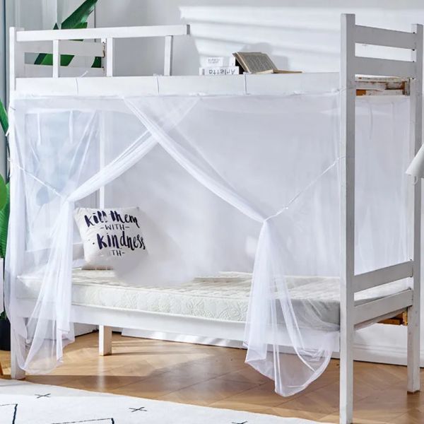 Couleur de couleur un lit superposé d'étudiant moustique net d'été respirant en plein air moustique net lits de décoration intérieure rideaux à une porte à une porte