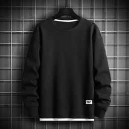 Sweat-shirt à capuche pour hommes, couleur unie, Harajuku, col rond, manches longues, décontracté, hauts pullover, Streetwear, 240115