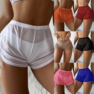 Couleur de couleurs un fond de maillot de bain pour femmes Highs Sweist Swim Shorts Summer Bikinis DrawString Beachwears