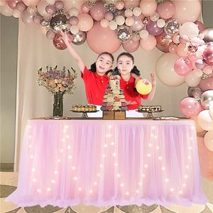 Jupe de table de couleur unie en tulle fête de mariage tutu en tissu de baby shower de baby shower pour halloween anniversaire à la maison décor
