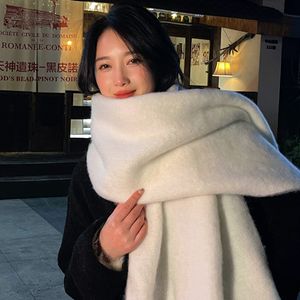 Solid color thickened fluffy soft mohair Korean version warm and versatile autumn and winter shawl scarf