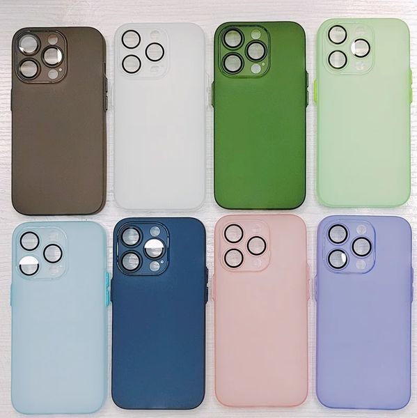 Coque de téléphone translucide en TPU de couleur unie, Film de protection d'objectif mat en Silicone souple pour IPhone 15 14 13 12 Pro Max