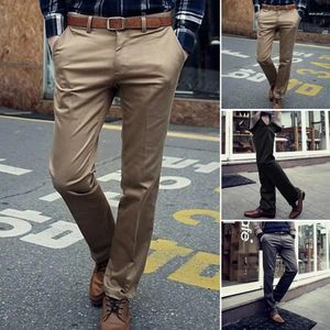 Solide kleurenbroek Stijlvolle heren Slim passende zakelijke broeken Ademen Soft Mid Taille Pants met zakken knop-Zipper Sluiting 240319