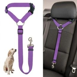 Couleur unie deux-en-un ceinture de sécurité de voiture pour animaux de compagnie laisse de plomb en nylon ceinture de sécurité de banquette arrière harnais réglable collier de chien accessoires pour animaux de compagnie 828