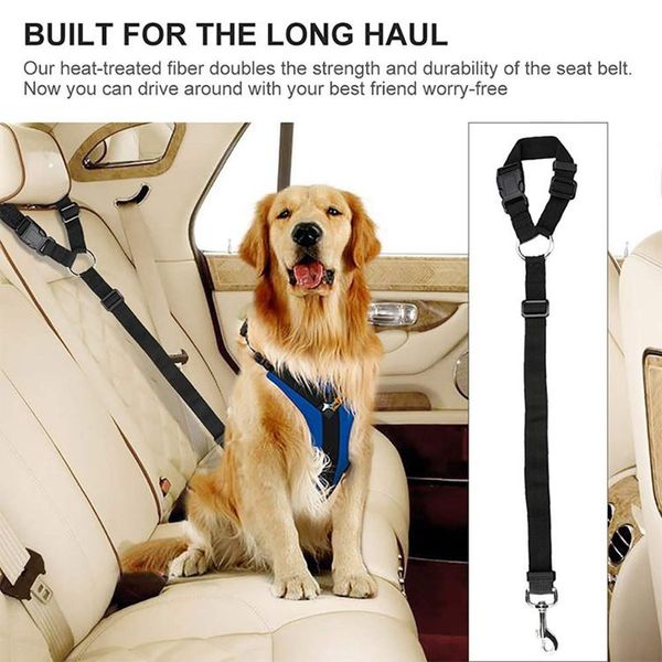 Couleur continue deux en un pour animaux de compagnie ceinture de sécurité en nylon en nylon en laisse arrière-cousetrage ceinture de sécurité ajusté chiens de harnais collier accessoires de compagnie asento de coche para mascotas dos en uno