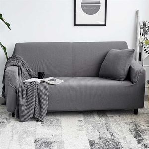 Solid Color Fluwelen Thicken Sofa Covers Elastische Breien Couch Cover voor Woonkamer Universal Sectional Slipcover 1/2/3/4 SEATER 211207