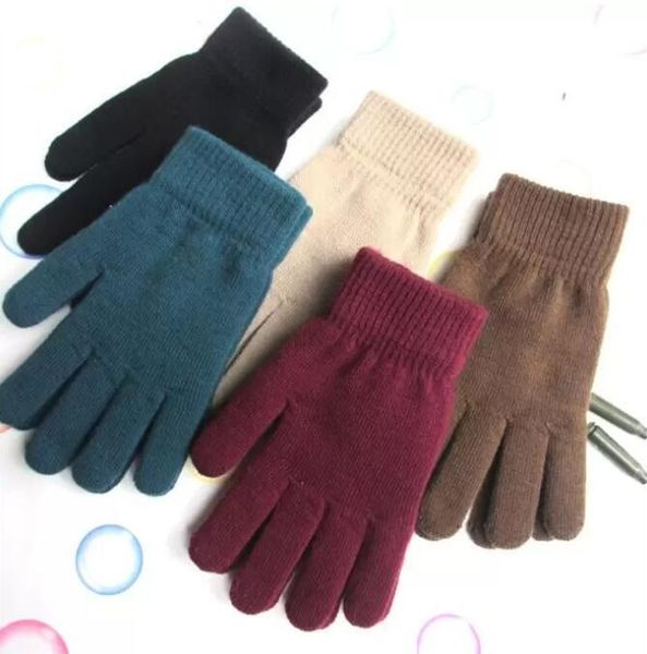 Guantes de dedo de punto cálidos de color sólido Colores de caramelo para hombres y mujeres Mitones de estiramiento completo para adultos bicicleta ciclismo RRC658