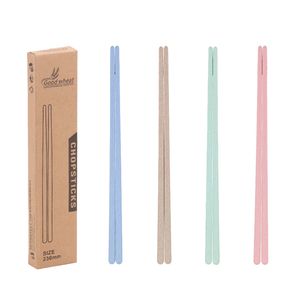 Baguettes en paille de blé de couleur unie, baguettes carrées en plastique antidérapantes respectueuses de l'environnement, vaisselle ménagère 23CM