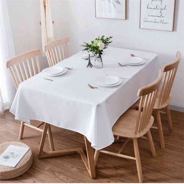 Color sólido Mantel blanco Mantel Moda Cena Sala de tela Cubierta de mesa lisa Manteles para mesa rectangulares en tela 210626
