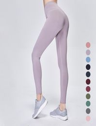 Solid Color Women Yoga Pants High Taille Sport Gym Wear Leggings Elastic Fitness Lady Algemene volledige panty's Workout3084014