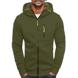 Effen kleur zip-up hoodie met ritszakken bovenkleding Europese Amerikaanse stijl vrijetijdssweatshirt training effen heren sudaderas 240123